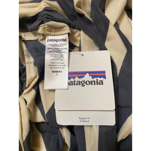 Patagonia Women's Lg Kamala Maxi Skirt Dress Jack Rabbit Stripped Light Sesame - Picture 7 of 8